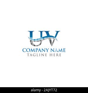 Lettera iniziale UV Logo Design template vettoriale. Lettera di UV Logo Design Illustrazione Vettoriale