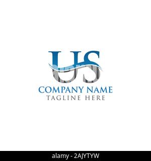 Lettera iniziale di noi Logo Design template vettoriale. Lettera USA Logo Design Illustrazione Vettoriale
