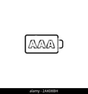 AAA batteria icona in stile appartamento. Livello di potenza illustrazione vettoriale bianco su sfondo isolato. Accumulatore al litio concetto aziendale. Illustrazione Vettoriale