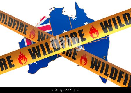 Wildfire in Australia concetto, 3D rendering isolati su sfondo bianco Foto Stock