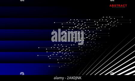 Vettore di astratta geometrica nera sfondo. la sovrapposizione di linee bianche con sfondo grigio, gradiente blu. Nuove texture per il design. Illustrazione Vettoriale