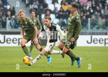 Torino, Italia. Il 6 gennaio, 2020. 8 aaron ramsey (juventus)durante la Juventus vs Cagliari, italiano di calcio di Serie A del campionato Gli uomini a Torino, Italia, 06 Gennaio 2020 - LPS/Claudio Benedetto Credito: Claudio Benedetto/LP/ZUMA filo/Alamy Live News Foto Stock