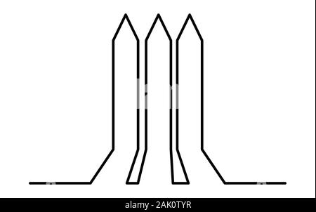 Barre di crescente frecce linea continua icona di stile lineare di firmare per il concetto di mobile e web design. Grafico finanziario outline icona vettore. Symbol, il logo illust Illustrazione Vettoriale