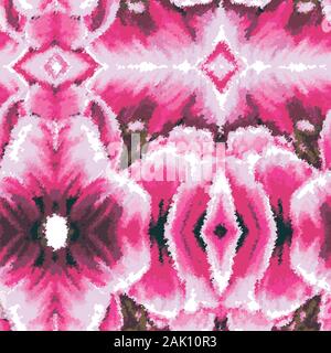 Hippy chiazzato ornati grafica stilizzata mattonelle rosa Illustrazione Vettoriale