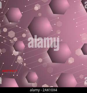 Abstract sfondo vettoriale. Poligono di superficie pattern con esagono ombre, honeycomb. design tecnologia Illustrazione Vettoriale