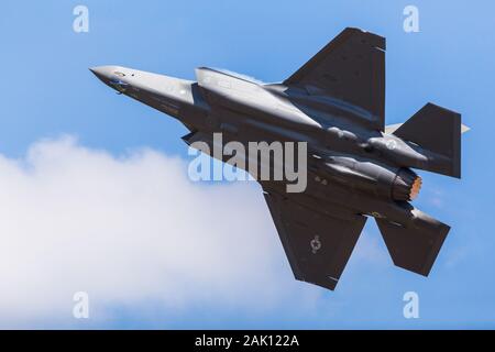 Fesa di USAF F-35A stealth fighter catturato nel luglio 2018 presso il Royal International Air Tattoo nel Gloucestershire, Inghilterra Foto Stock