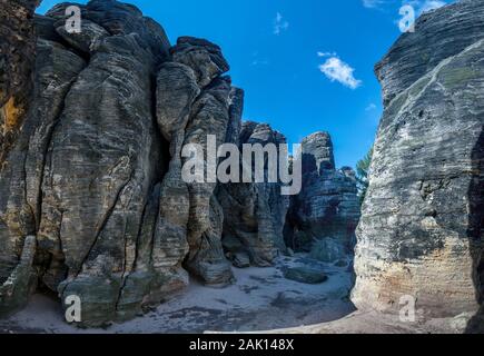 Rocce In Arenaria Montagne Le Rocce Di Tisa, Pareti Di Tisa (Tiske Steny, Tyssaer Wände), Repubblica Ceca Foto Stock