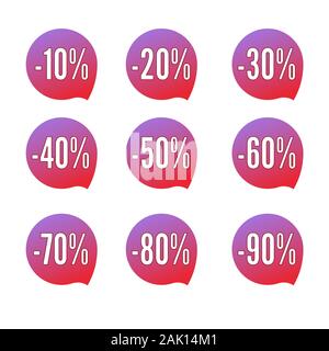 Vendita speciale offre. Varie etichette sconto impostato. Illustrazione Vettoriale