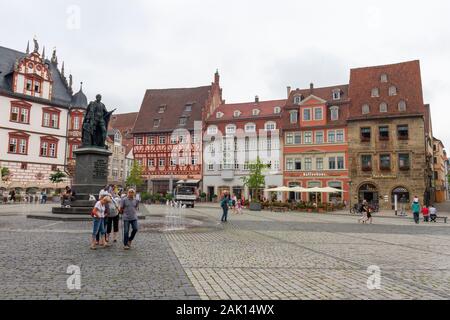 Vista generale su Marktplatz, (mercato), Coburg, Baviera, Germania. Foto Stock