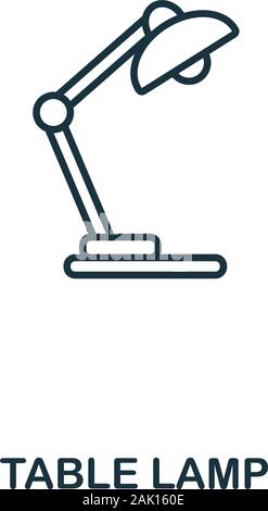 Lampada da tavolo icona linea. Il sottile design stile da ufficio icona strumenti di raccolta. Semplice lampada da tavolo icona per infographics e modelli Illustrazione Vettoriale