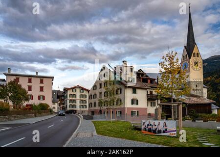 Trun, Svizzera - bruciato edificio in una piccola città della Svizzera Foto Stock