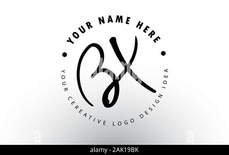 BX lettere scritte a mano Logo Design con lettera circolare Pattern. Creative firma manoscritta icona Logo illustrazione vettoriale. Illustrazione Vettoriale