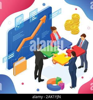 Accordo di partenariato, il lavoro di squadra Business Mans e Womans Illustrazione Vettoriale