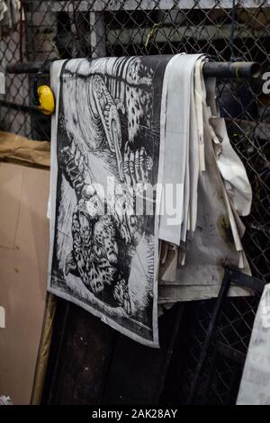 Carteles de 'La Linterna', la vecchia fabbrica di poster in Barrio San Antonio, Cali, Colombia Foto Stock