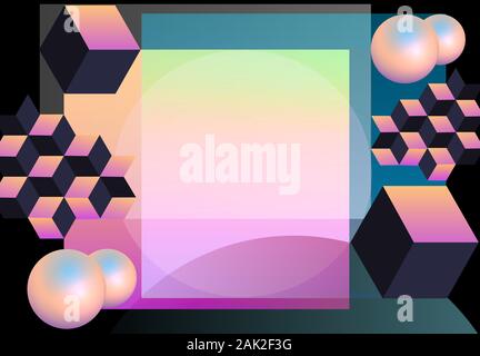 Abstract colorato sfondo geometrico. 3d forme di composizione. Posto per pubblicità, l'annuncio. Illustrazione Vettoriale Illustrazione Vettoriale