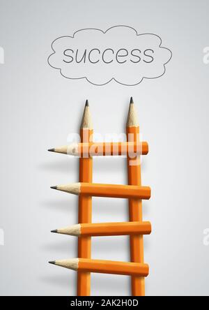 Le scale che portano al successo, la concezione di business, matita scaletta Foto Stock