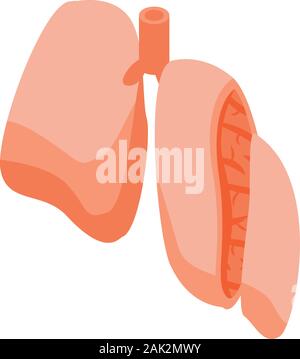Sezione icona dei polmoni, stile isometrico Illustrazione Vettoriale