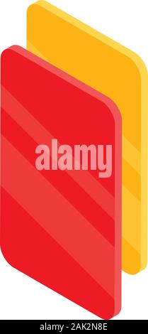 Rosso Giallo soccer icona schede, stile isometrico Illustrazione Vettoriale