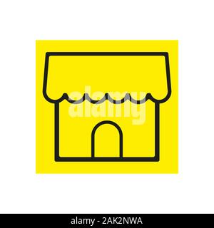 Semplice Store o un negozio icon.Merchant store, icona vettore illustrazione in linea stile contorno. Illustrazione Vettoriale