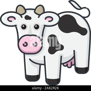 Carino vacca Holstein illustrazione. Bovini, latteria e agricoltura isolato colore simbolo del vettore. Illustrazione Vettoriale