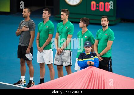 Sydney, Australia. 07Th gen, 2020. Team Bulgaria durante il 2020 ATP Cup presso il Ken ROSEWALL Arena, Sydney, Australia il 7 gennaio 2020. Foto di Peter Dovgan. Credit: UK Sports Pics Ltd/Alamy Live News Foto Stock