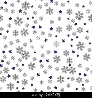 Il simbolo del fiocco di neve linea modello senza giunture. Layered stagione invernale ornato star dello sfondo. Lineare fiocchi di neve ripetere ornamento per avvolgimento della carta di stampa di tessuto Illustrazione Vettoriale