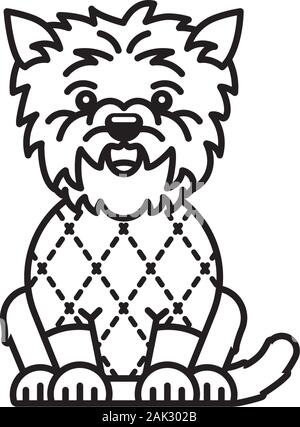 West Highland White Terrier con Argyle pattern sul vettore maglione icona. Cartoon simbolo della tradizione scozzese. Illustrazione Vettoriale