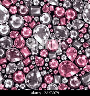 Seamless colorate Pietre preziose Diamanti pattern. Gioielli di lusso. sfondo Foto Stock
