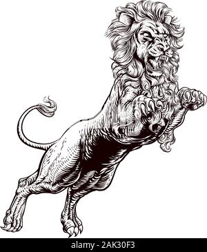 Lion attaccando illustrazione Illustrazione Vettoriale