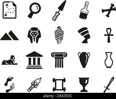 Icone di archeologia in bianco e nero serie Big Illustrazione Vettoriale