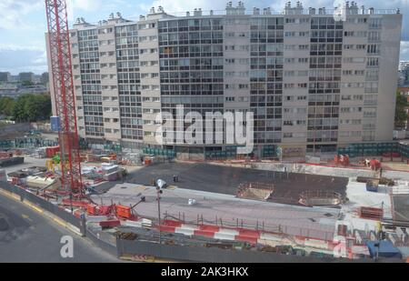 Costruzione in corrispondenza del sito di Grand Paris Express Foto Stock