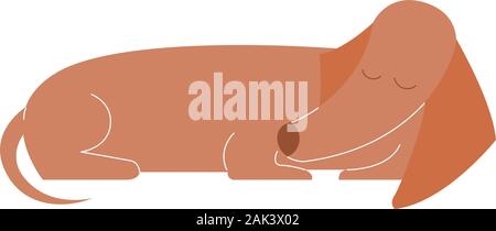 Cute cane bassotto sta dormendo. Illustrazione Vettoriale
