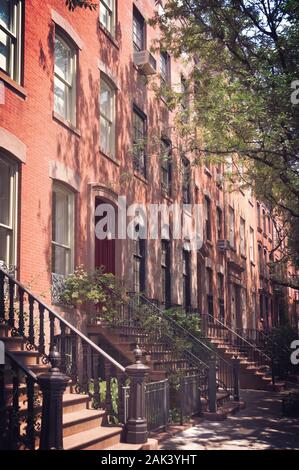 Case a schiera in Greenwich Village di New York City, Stati Uniti d'America Foto Stock