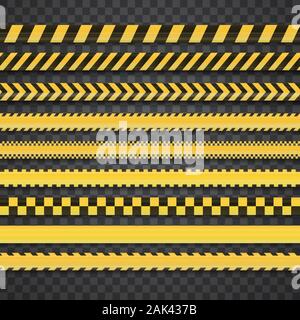 Realsitic insieme senza soluzione di continuità di linea di polizia e nastri di pericolo. Illustrazione Vettoriale