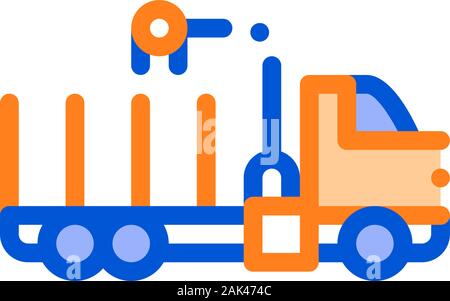Acqua di carico del rimorchio vettore veicolo sottile Icona di linea Illustrazione Vettoriale
