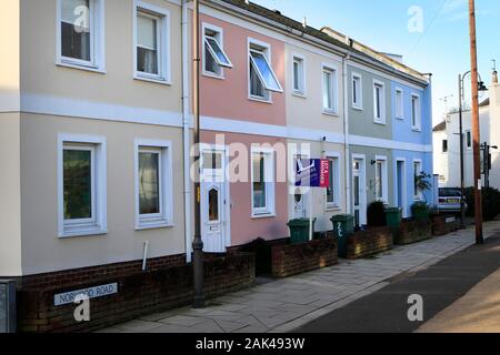 Le proprietà in Bath Road, Suffolks e Leckhampton aree di Cheltenham, Gloucestershire, UK. - 4 gennaio 2020 foto da Andrew Higgins/mille W Foto Stock