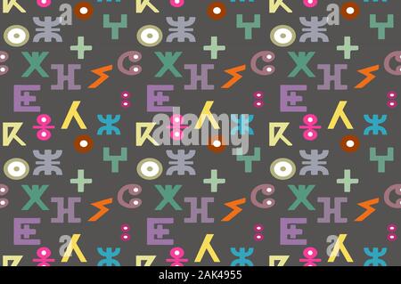 Seamless alfabeto berbero pattern, segni elementi, illustrazione vettoriale Illustrazione Vettoriale