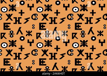 Seamless alfabeto berbero pattern, segni elementi, illustrazione vettoriale Illustrazione Vettoriale