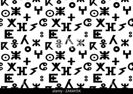Seamless alfabeto berbero pattern, segni elementi, illustrazione vettoriale Illustrazione Vettoriale