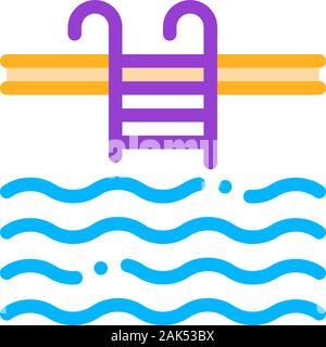 Piscina con acqua di segno del vettore Thin Line Icona Illustrazione Vettoriale