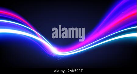 Una illustrazione vettoriale di slow shutter effetto, sentieri di luce effetto creato dalla maglia e strumento di sovrapposizione. Illustrazione Vettoriale