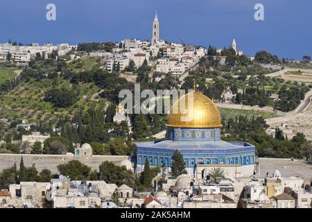 Gerusalemme: Blick auf die Altstadt mit Tempelberg und Felsendom, Israele | Utilizzo di tutto il mondo Foto Stock