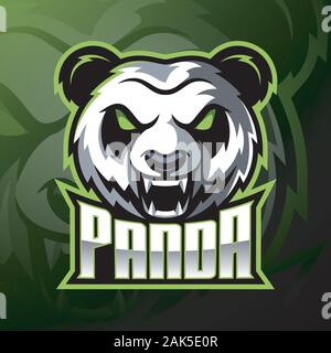 Testa di Panda mascotte logo design Illustrazione Vettoriale