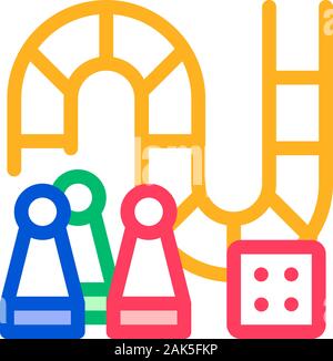 Interattivo per bambini gioco di bordo sottile vettore Icona Linea Illustrazione Vettoriale