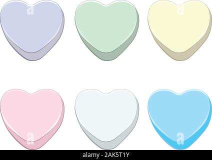 Il giorno di San Valentino bella caramelle, dolci cuori colorati. Illustrazione Vettoriale