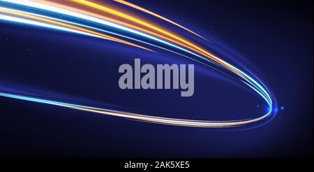 Una illustrazione vettoriale di slow shutter effetto, sentieri di luce effetto creato dalla maglia e strumento di sovrapposizione. Illustrazione Vettoriale