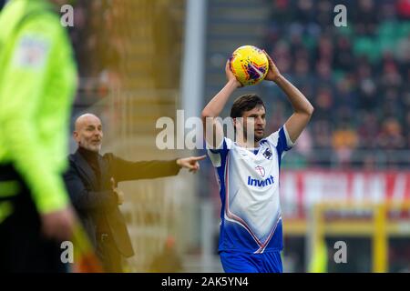 Bartosz bereszynski (sampdoria) durante il Milan vs Sampdoria, Milano, Italia, 06 gen 2020, Calcio Calcio italiano di Serie A del campionato Gli uomini Foto Stock