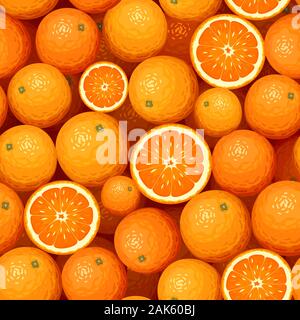 Vettore sfondo senza soluzione di continuità con la frutta di arancia. Illustrazione Vettoriale