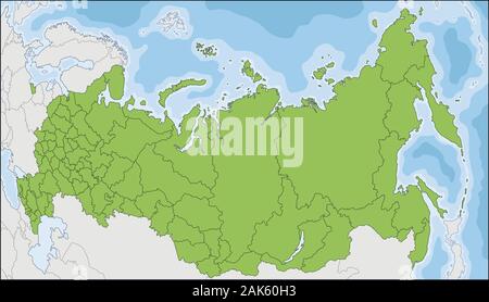 Mappa della Federazione Russa con soggetti federale Illustrazione Vettoriale