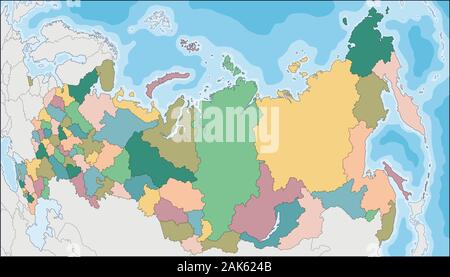 Mappa della Federazione Russa con soggetti federale Illustrazione Vettoriale